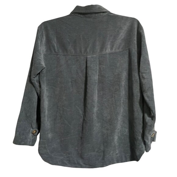 Sugar Rain Womens Blue Corduroy Shacket Size L Button Up Lightweight Casual - Picture 2 of 8